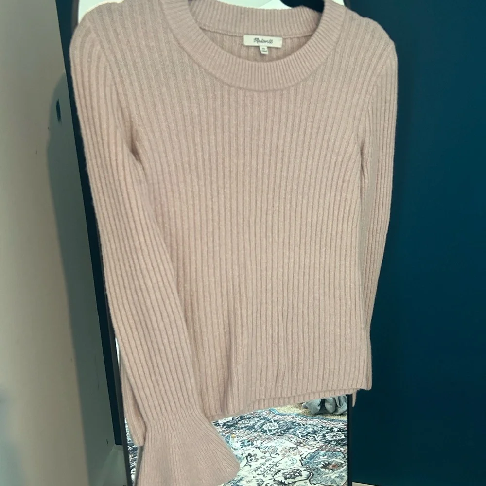 Madewell Blush Ribbed Crewneck Sweater